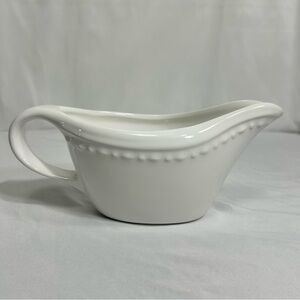 Handcrafted Portuguese White Gravy Boat | P Home | Beaded Rim